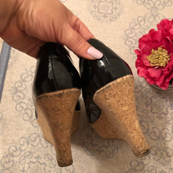 Bamboo Black Patent Wedges - Picture 4 of 8